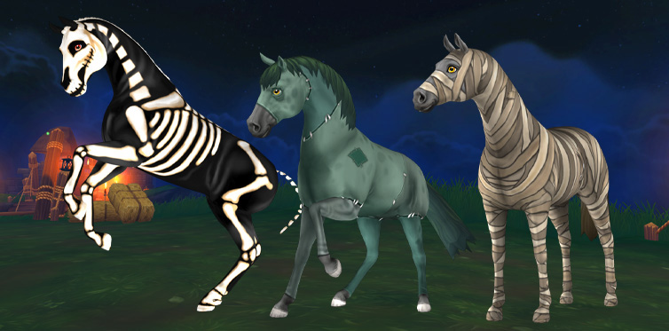 Vem skulle inte vilja rida de här häftiga hästarna under halloween?