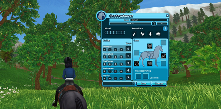 Click the progress bar to view your horses mood and performance