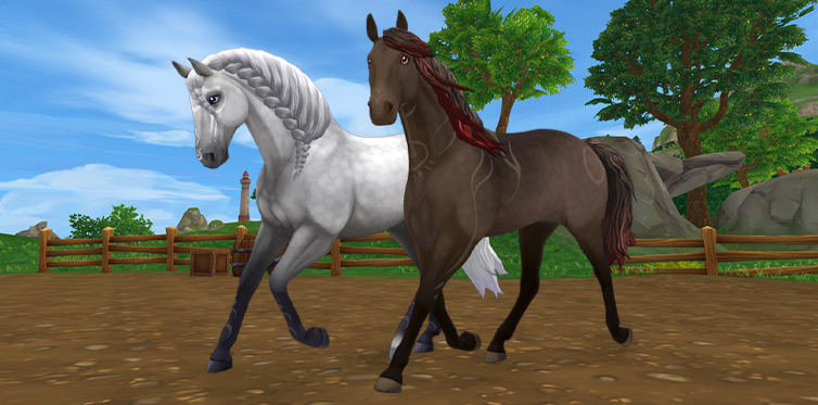 Ayla och Umbra är precis lika vackra i sina vanliga hästfärger...