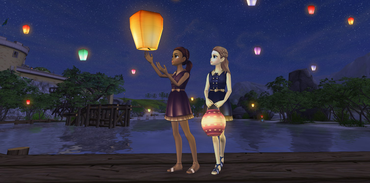 Send off the lanterns with your friends!